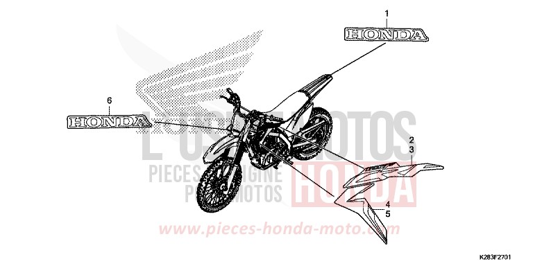 MARQUE (CRF125F/FB K) de CRF125F "Petites Roues" EXTREME RED (R292) 2019